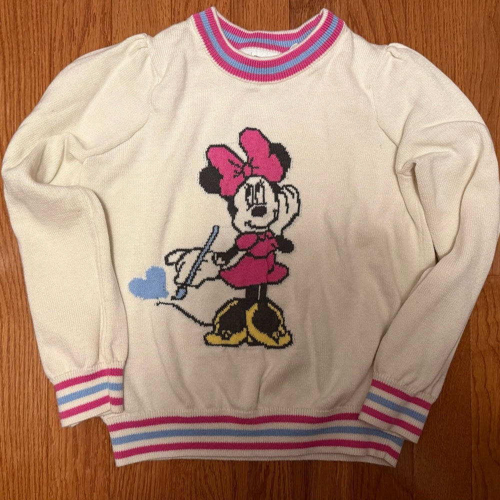 Disney Gap Kids Minnie Mouse Cream and Pink Sweater 6T